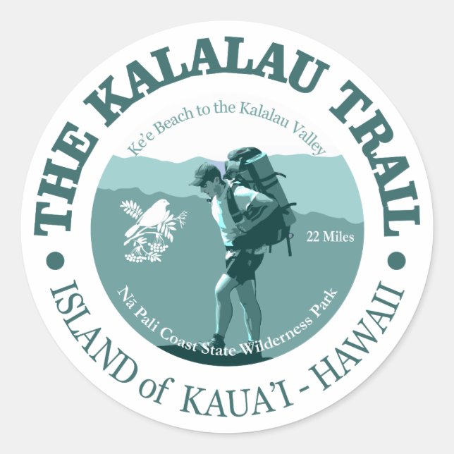 Sticker Rond Le sentier de Kalalau (Devant)