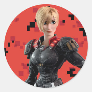 Sticker Rond Le sergent Tammy Calhoun avec la main sur la hanch