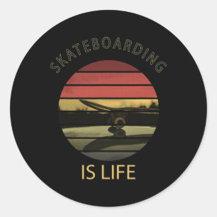 Sticker Rond Le skateboard est la vie - Citation drôle de skate