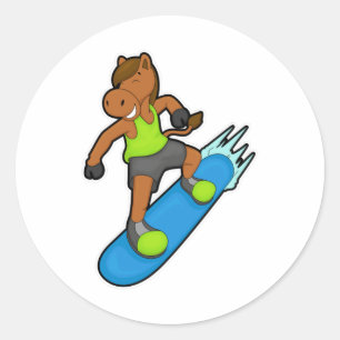Sticker Rond Le snowboarder de Horse