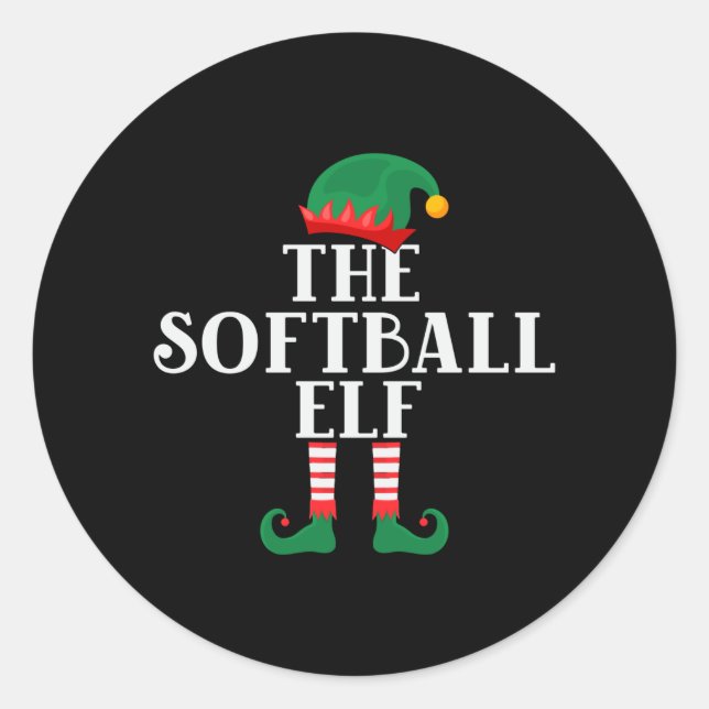 Sticker Rond Le Softball Elf Funny Christmas (Devant)