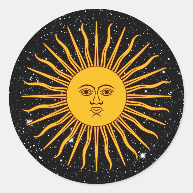 Sticker Rond LE SOLEIL DE MAI (Sol De Mayo) thème spatial ~ (Devant)
