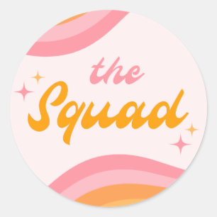 Sticker Rond Le Squad Super rose & orange