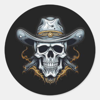 Sticker Rond Le squelette cowboy