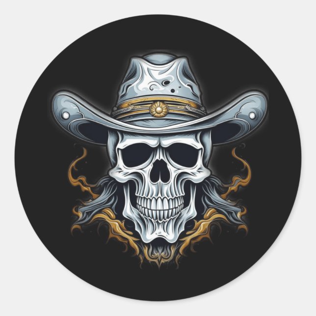 Sticker Rond Le squelette cowboy (Devant)