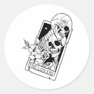 Sticker Rond Le squelette des Tarots amoureux