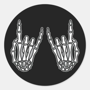 Sticker Rond Le squelette fait du rock and roll