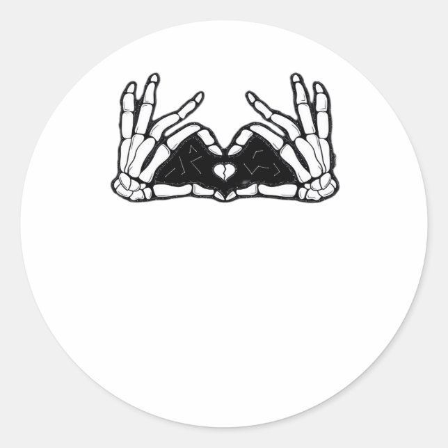 Sticker Rond Le Squelette Met La Tête D'Un Coeur (Devant)