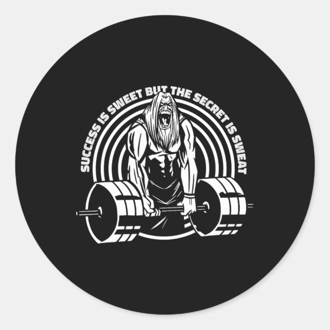 Sticker Rond Le Succès Est Doux, Mais Le Secret Est Sueur Homme (Devant)