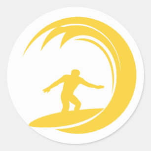 Sticker Rond Le surf jaune