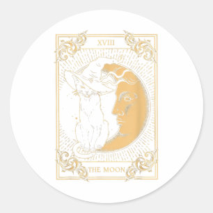 Sticker Rond Le Tarot Lune Xvii Inspiré Chat Noir sorcier Casqu