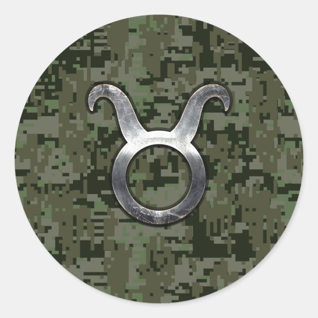 Sticker Rond Le Taureau se connectent le camouflage vert de (Devant)