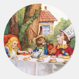 Sticker Rond Le Tea Party de Mad Hatter au pays des merveilles