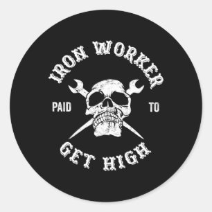 Sticker Rond Le Travailleur Du Fer A Payé Pour Obtenir Des Trav