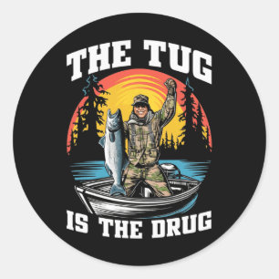 Sticker Rond Le Tug Est Ma Drogue Drôle Aiguille De Pêche Pour 