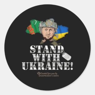 Sticker Rond Le Turkménistan soutient l'Ukraine Drapeau Zelensk