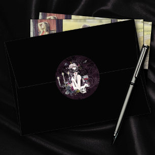 Sticker Rond Le Vampiress   Moody Gothic Vampy Glam Pale Peau