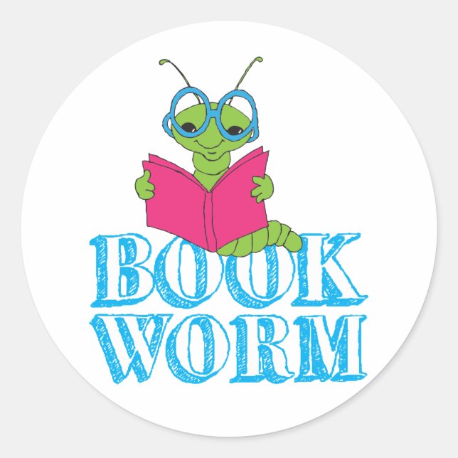 Sticker Rond Le ver de livre Green Brilliant Cartoon (Devant)