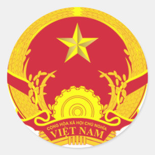 STICKER ROND LE VIETNAM DES ARMES. SYMBOLE VIÉTIQUE