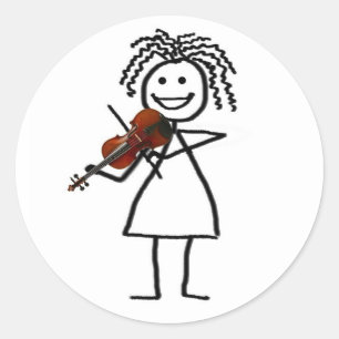 Sticker Rond Le violon badine plus malade