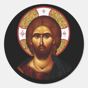 Sticker Rond Le Visage De L'Icône Du Saint-Christ