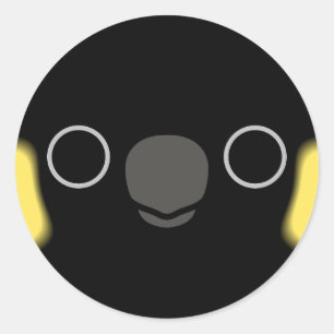 Sticker Rond Le visage d'un cockatoo noir à queue jaune