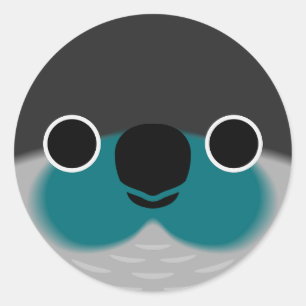 Sticker Rond Le visage d'une perruque Turquoise à joue verte