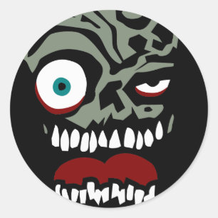 Sticker Rond Le visage zombie de la catastrophe