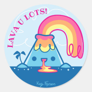 Sticker Rond Le volcan de Kawaii