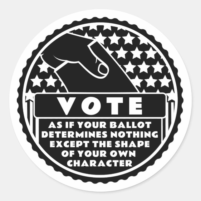 Sticker Rond Le vote montre votre personnage — noir & blanc (Devant)