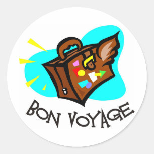 Sticker Rond Le voyage de fève, ont un bon voyage ! Valise à
