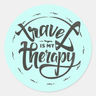 Sticker Rond Le voyage est ma thérapie
