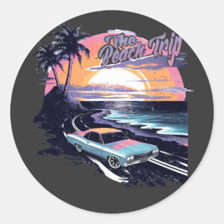 Sticker Rond Le Voyage Plage