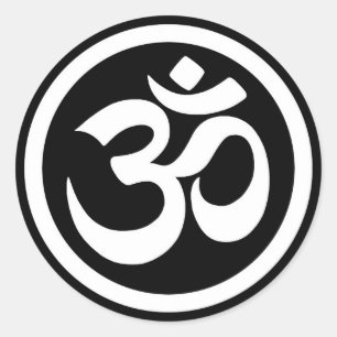 Sticker Rond Le yoga blanc et noir OM entourent