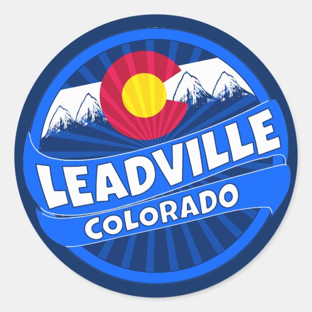 Sticker Rond Leadville Colorado collant d'éclatement de montagn (Devant)
