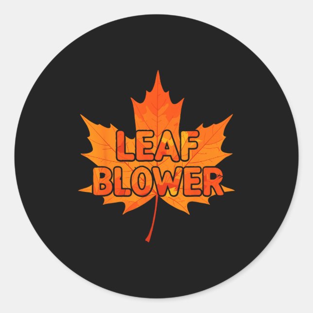 Sticker Rond Leaf Blower Autumn Funny Halloween Matching Couple (Devant)