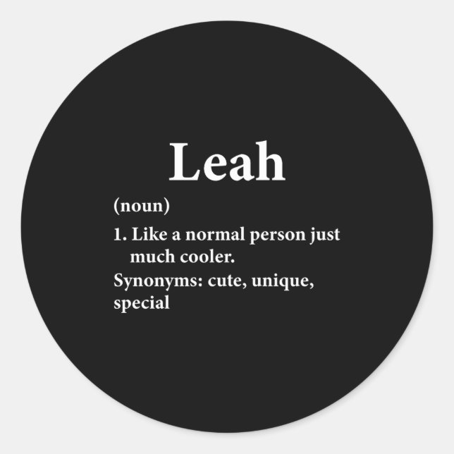 Sticker Rond Leah Name Definition Funny D  (Devant)