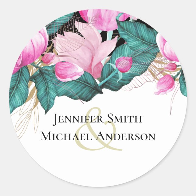 Sticker Rond LeahG Budget Rose Roses Plum Moderne Mariage Chic (Devant)