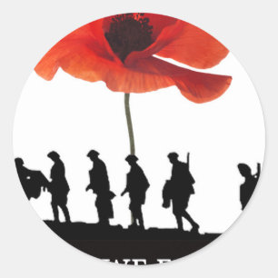 STICKER ROND LEAST WE FORGET SOLDIERS MARCHING