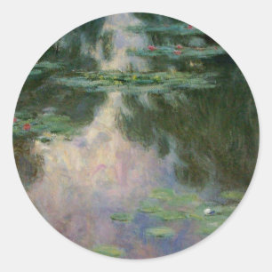 Sticker Rond L'EAU MENSONNE EN ÉTANG VERT ROSE par Claude Monet
