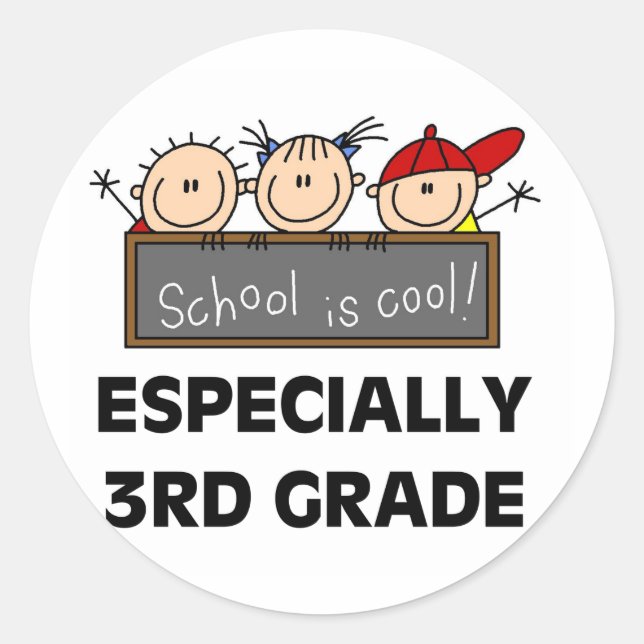 Sticker Rond L'école de 3e année est Cool (Devant)