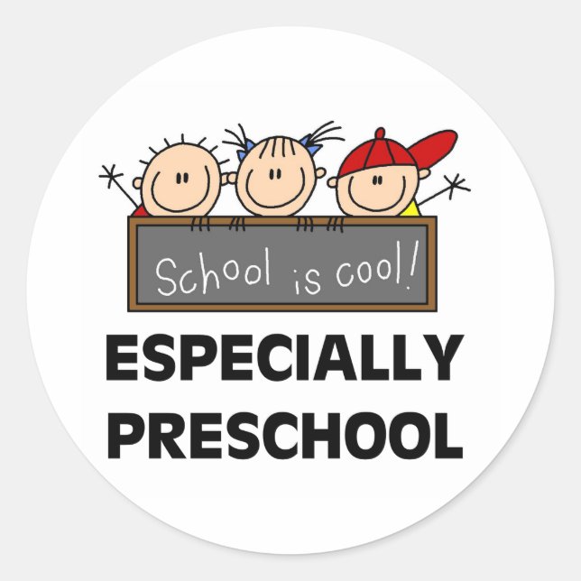 Sticker Rond L'école préscolaire est un tee-shirt et un cadeau  (Devant)