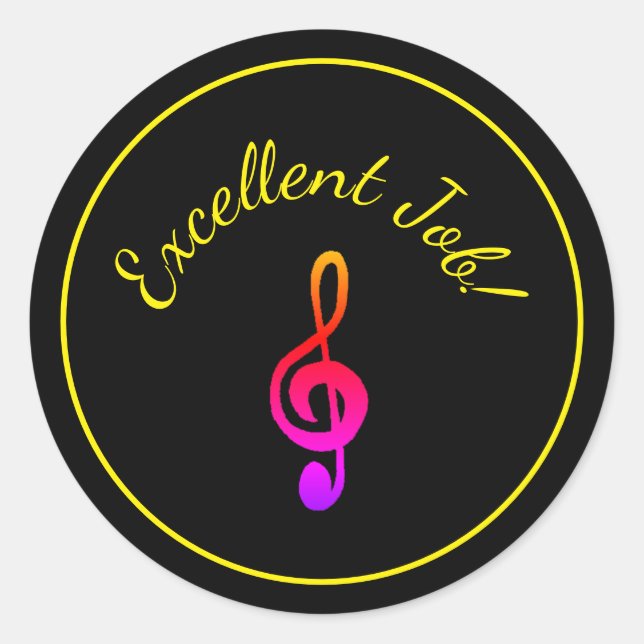 Sticker Rond Leçons de musique Colorful Treble Clef Récompense (Devant)