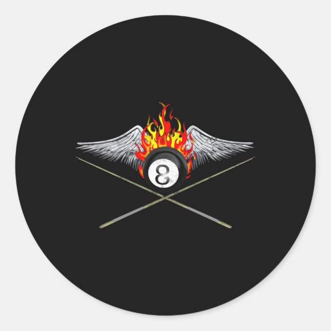 Sticker Rond Lecteur De Billard Et Flamme 8 Balle (Devant)