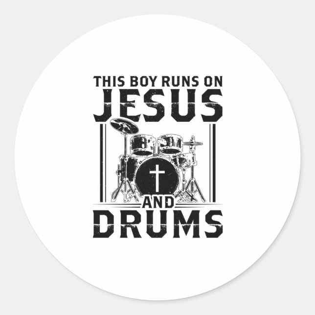 Sticker Rond Lecteur de tambours | Christian Jesus Band Drummer (Devant)