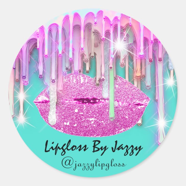 Sticker Rond Lecteurs de maquillage Lipgloss Emballage Pink Min (Devant)