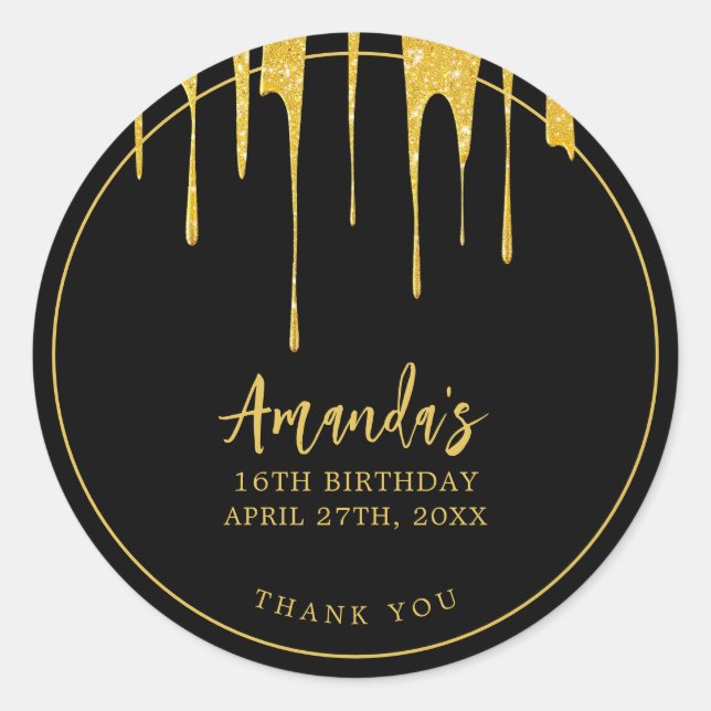 Sticker Rond Lecteurs de Parties scintillant Or de luxe Sweet 1 (Devant)