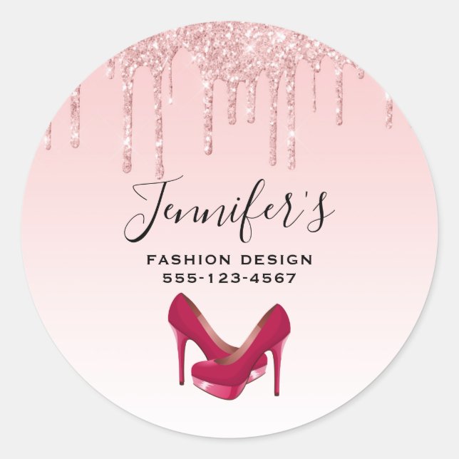 Sticker Rond Lecteurs de Parties scintillant rose moderne et ta (Devant)