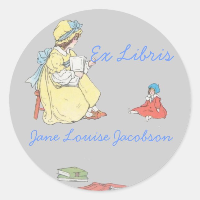 Sticker Rond Lecture de la fille sur la plaque d'immatriculatio (Devant)