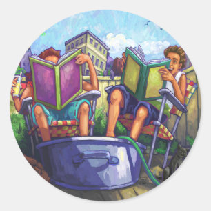 Sticker Rond Lecture en été